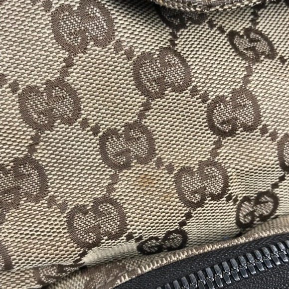 GUCCI 114552 GG Logo Backpack in Canvas/Leather, Unisex, Beige